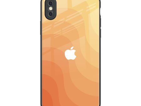 Orange Curve Pattern Glass Case for iPhone XS Max Fashion