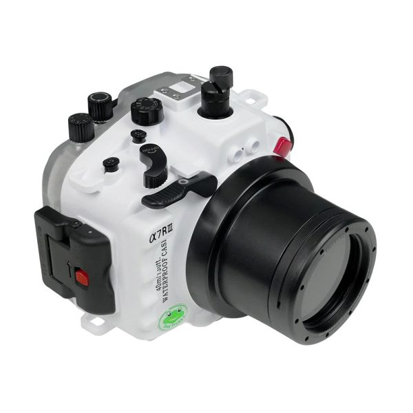 Sony A7 III V.3 Series SeaFrogs 40M 130FT Waterproof housing with Flat standard port with 67mm thread for Sony FE 28-70mm F3.5-5.6 OSS Lens (Manual zoom gear included) White Fashion