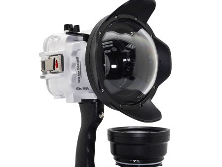 60M 195FT Waterproof housing for Sony RX1xx series Salted Line with Pistol grip & 6  Dry Dome Port(White) Fashion