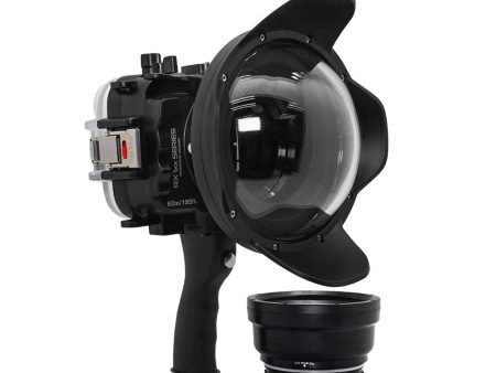 60M 195FT Waterproof housing for Sony RX1xx series Salted Line with Pistol grip & 6  Dry Dome Port (Black) Hot on Sale