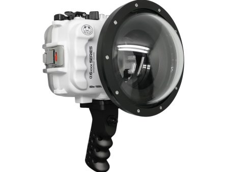 SeaFrogs 60M 195FT Waterproof housing for Sony A6xxx series Salted Line with Aluminium Pistol Grip & 6  Dry dome port (White) - Surfing photography edition   GEN 3 Online Sale