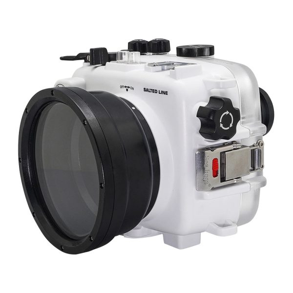 SeaFrogs 60M 195FT Waterproof housing for Sony A6xxx series Salted Line with Aluminium Pistol Grip (White)   GEN 3 Online now