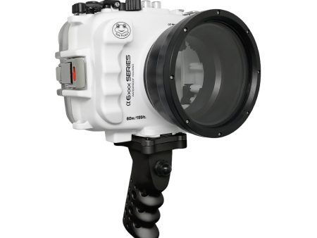 SeaFrogs 60M 195FT Waterproof housing for Sony A6xxx series Salted Line with Aluminium Pistol Grip (White)   GEN 3 Online now